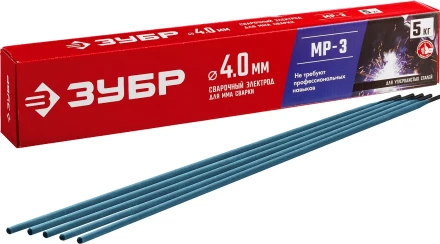 ЗУБР Д 4.0 х 450 мм, 5 кг в коробке МР-3 рутиловый, электрод сварочный (40015-4.0) купить в Губкинске