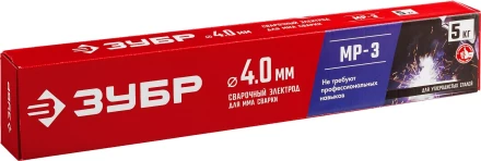 ЗУБР Д 4.0 х 450 мм, 5 кг в коробке МР-3 рутиловый, электрод сварочный (40015-4.0) купить в Губкинске