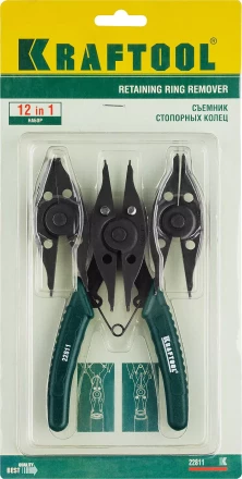 Съемник стопорных колец KRAFTOOL, внешний/внутренний, 12-в-1 22811 купить в Губкинске