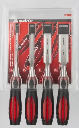 Набор долот-стамесок &quot;Тигровый глаз&quot; плоских 4 штуки 6-12-18-24 мм MATRIX 24432 купить в Губкинске