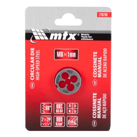 Плашка М6 х 1 мм, Р6М5 Matrix 770759 купить в Губкинске