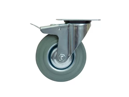 Колесо поворотное серая резина SCB 80 f 200 мм с тормозом 1027216 купить в Губкинске