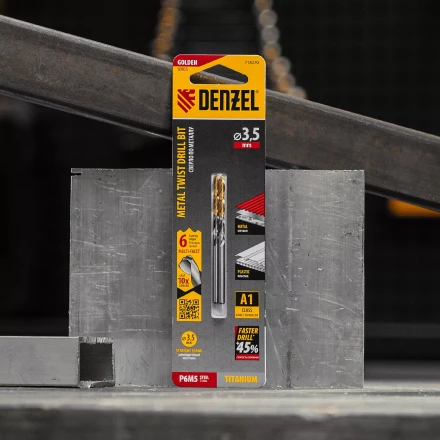 Сверло спиральное по металлу 3,5 x 70мм, Р6М5, Golden Tip, многогранная заточка, 2шт. Denzel 718270 купить в Губкинске