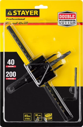 Сверло регулируемое, STAYER Profi 2944-200, двухрезцовое, по дереву, "Балеринка", d=40-200мм 2944-200 купить в Губкинске