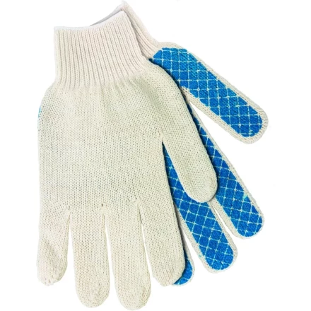 Перчатки х/б, ПВХ шахматный облив, 5 пар в упаковке Россия 67812 купить в Губкинске