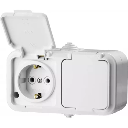 Розетка STAYER &quot;MASTER&quot; &quot;MAXIMA&quot; двухместная, с заземлением, с защитной крышкой, IP54, 16А, 220В 54307-W купить в Губкинске