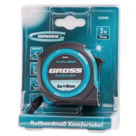 Рулетка Komfortabel 3 м х 19 мм обрезиненный корпус Gross 32560 купить в Губкинске