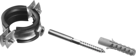 ЗУБР &quot;МАСТЕР&quot;. Хомут трубный с гайкой, оцинкованный, в комплекте с сантехнической шпилькой и дюбелем, 1&quot;, 1шт 37866-32-36 купить в Губкинске