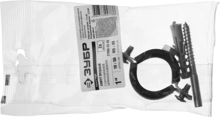 ЗУБР &quot;МАСТЕР&quot;. Хомут трубный с гайкой, оцинкованный, в комплекте с сантехнической шпилькой и дюбелем, 1&quot;, 1шт 37866-32-36 купить в Губкинске