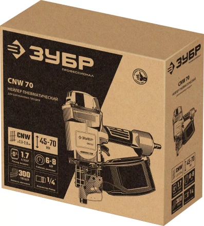 ЗУБР CNW-70, пневматический нейлер для барабанных гвоздей ЗУБР CNW (45-70 мм), Профессионал (31912) купить в Губкинске
