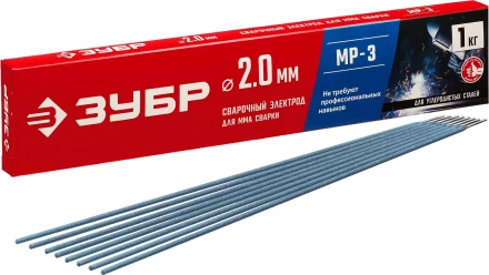 ЗУБР Д 2.0 х 300 мм, 1 кг в коробке, МР-3 рутиловый, электрод сварочный (40011-2.0) купить в Губкинске