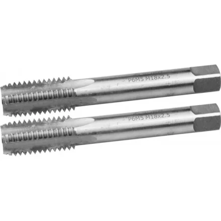 Метчики ЗУБР &quot;ЭКСПЕРТ&quot; машинно-ручные, комплектные для нарезания метрической резьбы в сквозных отверстиях, М18х2,5, 2шт 4-28007-18-2.5-H2 купить в Губкинске