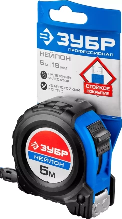 Рулетка ЗУБР &quot;НЕЙЛОН&quot;, нейлоновое покрытие, упрочненное полотно, ударопрочный обрезиненный корпус, 5м/19мм 34056-05-19_z01 купить в Губкинске