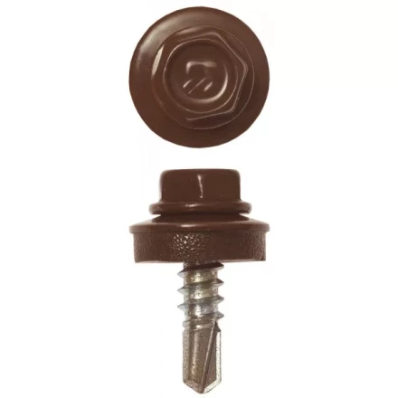 Саморезы ЗУБР &quot;ПРОФЕССИОНАЛ&quot; окраш., RAL 8017 шокол.-коричн., для крепл. кров. матер. к металл. констр. , 5.5x19мм, 2500шт 4-300310-55-019-8017 купить в Губкинске