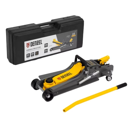 Домкрат гидравлический подкатной с фиксатором Denzel 51233, 2,5 т,  85-385 мм, в пласт. кейсе купить в Губкинске