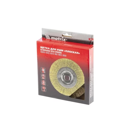 Щетка для УШМ 150 мм М14 плоская латунированная витая проволока MATRIX 74652 купить в Губкинске