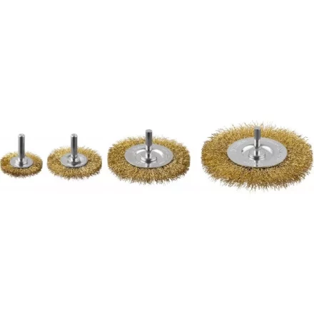ЗУБР &quot;ПРОФЕССИОНАЛ&quot;. Набор щеток дисковых для дрели, витая стальная латунированная проволока 0,3мм, 4 шт 3521-H4_z03 купить в Губкинске