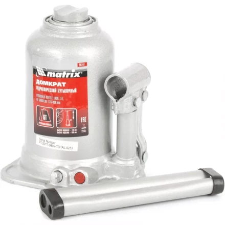 Домкрат гидравлический бутылочный телескопический 6 т подъем 170-430 мм MATRIX 50747 купить в Губкинске