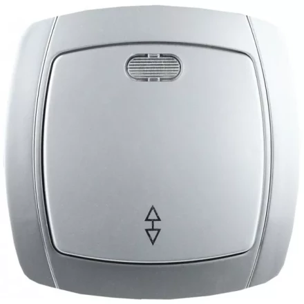 Выключатель СВЕТОЗАР &quot;АКЦЕНТ&quot; проходной одноклавишный в сборе, с подсветкой, цвет серебристый металлик, 10А/~250В SV-54238-SM купить в Губкинске