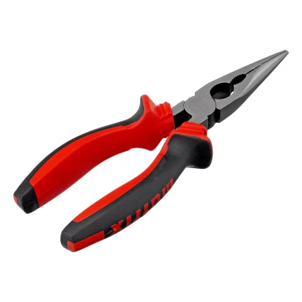 Длинногубцы прямые Matrix, 160 мм, хром-ванадий, двухкомпонентные рукоятки, 17309 купить в Губкинске