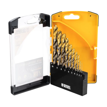 Набор сверл по металлу Denzel, 1-10 мм, Р6М5К8-TiN, Golden Tip, 10 шт 723005 купить в Губкинске