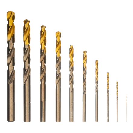 Набор сверл по металлу Denzel, 1-10 мм, Р6М5К8-TiN, Golden Tip, 10 шт 723005 купить в Губкинске