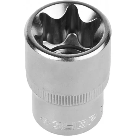 Головка торцовая ЗУБР &quot;МАСТЕР&quot; (1/2&quot;), Cr-V, E-TORX, хроматированное покрытие, E20 27719-20 купить в Губкинске