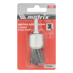 Щетка для дрели, 30 мм, &quot;чашка&quot; со шпилькой, крученая металлическая проволока MATRIX 74466