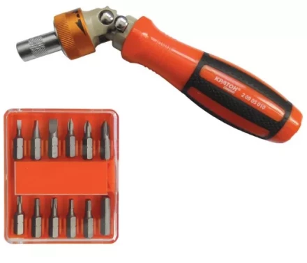 Отвертка-держатель бит реврсивно-рычажная Кратон Complect 12 в 1 2 09 05 010 купить в Губкинске