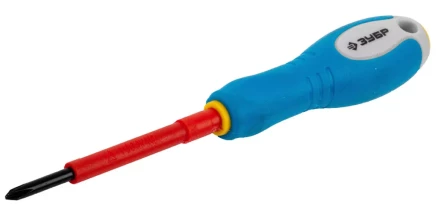ЗУБР &quot;ПРОФИ ЭЛЕКТРИК&quot;. Отвертка Cr-V, трехкомпонент рукоятка, высоковольтная до ~1000В, PH №0, 60 мм 25262-0-060 купить в Губкинске