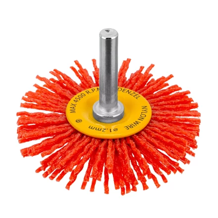 Щетка для дрели Denzel, 65 мм, Плоская, со шпилькой, нейлоновая щетина, 74433 купить в Губкинске