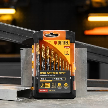 Набор сверл по металлу Denzel 723006, 1,5-6,5мм, Р6М5К8-TiN, Golden Tip, 13 шт купить в Губкинске
