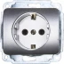Розетка СВЕТОЗАР &quot;ГАММА&quot; с заземлением, одинарная, без вставки и рамки, цвет светло-серый металлик,16А/~250В SV-54105-SM купить в Губкинске