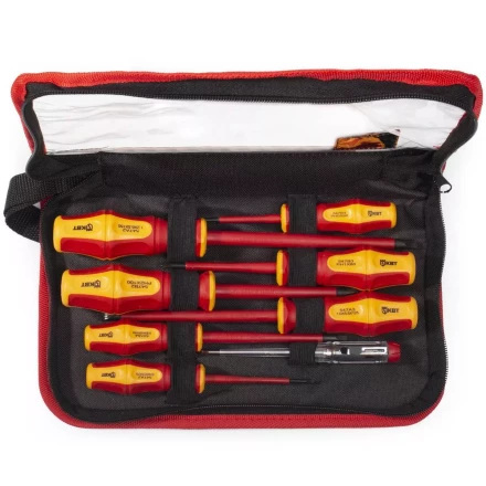 Набор диэлектрических отверток КВТ VDE НИО-08-S из стали S2, профиль SL, PH, 8 шт. (87130) купить в Губкинске