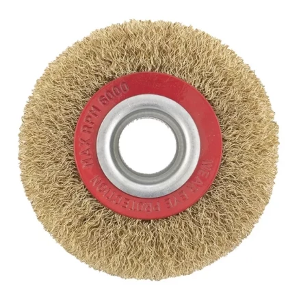 Щетка для точила 125 мм посадка 20 мм плоская латунированная витая проволока MTX 74659 купить в Губкинске