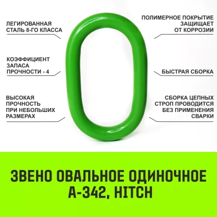 Звено овальное одиночное A-343 HITCH Т8 кл 31.5 т (SZ071419) купить в Губкинске