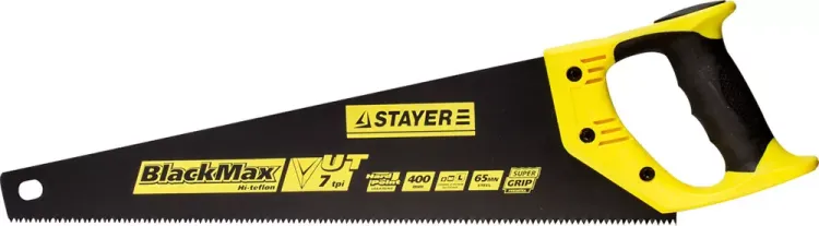 Ножовка универсальная (пила) STAYER BlackMAX 400 мм, 7TPI, тефлон покрытие, рез вдоль и поперек волокон, для средних заготовок, фанеры, ДСП, МДФ 2-15081-40 купить в Губкинске