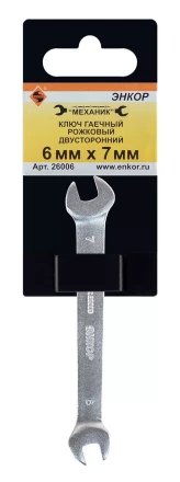 Ключ гаечный рожковый двусторонний 6х7 Энкор 26006 купить в Губкинске