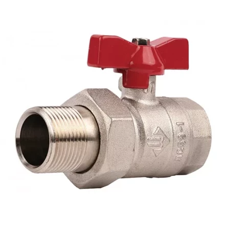 Кран ЗУБР шаровой 3/4&quot; полнопроходной с накидной гайкой &quot;мама-папа&quot;, бабочка, никелированная латунь 51357-N-3/4 купить в Губкинске