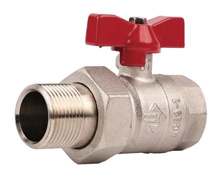 Кран ЗУБР шаровой 3/4&quot; полнопроходной с накидной гайкой &quot;мама-папа&quot;, бабочка, никелированная латунь 51357-N-3/4 купить в Губкинске