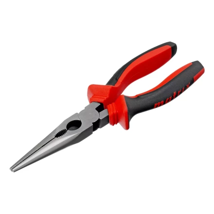 Длинногубцы прямые Matrix, 200 мм, хром-ванадий, двухкомпонентные рукоятки, 17311 купить в Губкинске