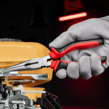 Длинногубцы прямые Matrix, 200 мм, хром-ванадий, двухкомпонентные рукоятки, 17311 купить в Губкинске