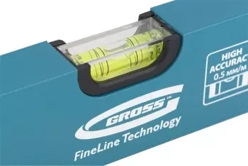 Уровень алюминиевый усиленный 800 мм толщина профессиональный 2 мм 3 глазка  GROSS 33628 купить в Губкинске