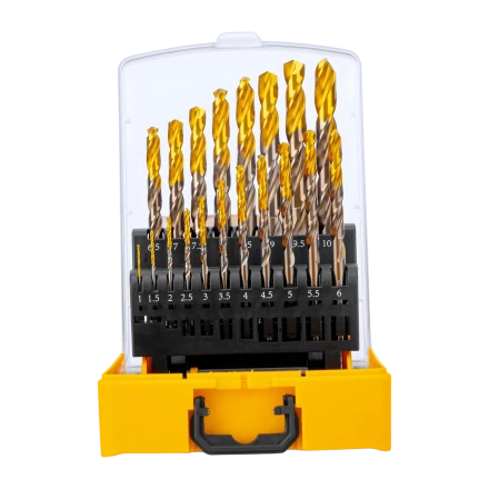 Набор сверл по металлу Denzel 723008, 1-10 мм, Р6М5К8-TiN, Golden Tip, 19 шт купить в Губкинске