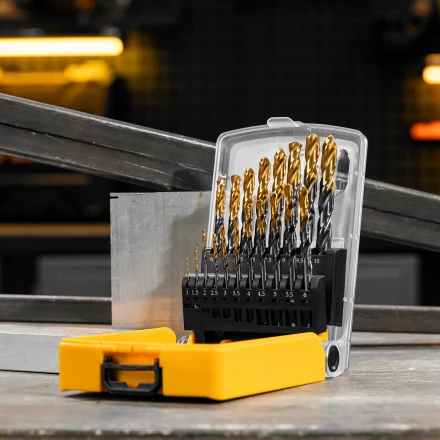 Набор сверл по металлу Denzel 723008, 1-10 мм, Р6М5К8-TiN, Golden Tip, 19 шт купить в Губкинске