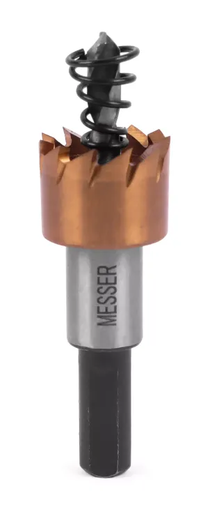 HSS-TiN коронка MESSER  17мм с центр. сверлом и толкающей пружиной для  лист. материала  до 2 мм ц/х купить в Губкинске