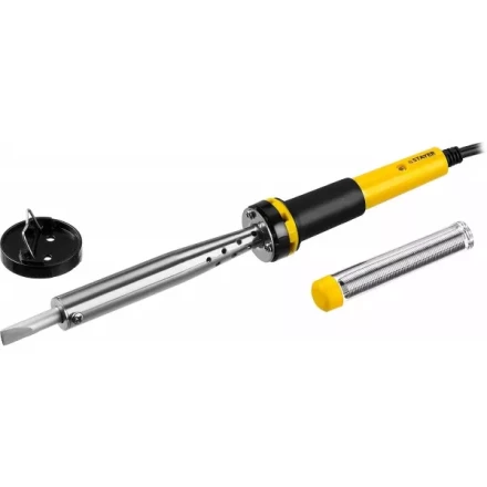 Паяльник STAYER "PROFI" с двухкомпонентной рукояткой и долговечным жалом, в комплекте (припой и подставка), 80 Вт, клин 55300-80 купить в Губкинске