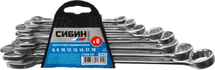 Набор СИБИН: Ключи комбинированные гаечные, белый цинк, 6-19мм, 8шт 27089-H8 купить в Губкинске