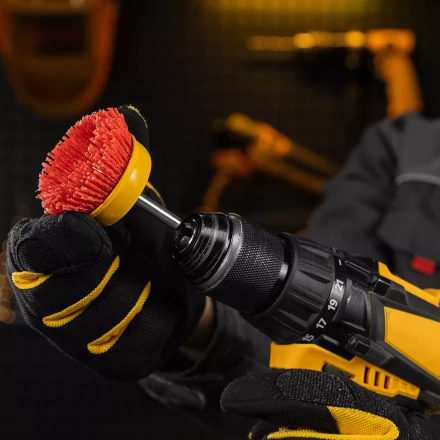 Щетка для дрели Denzel, 65 мм, Чашка, со шпилькой, нейлоновая щетина, 74435 купить в Губкинске