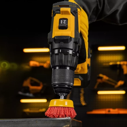 Щетка для дрели Denzel, 65 мм, Чашка, со шпилькой, нейлоновая щетина, 74435 купить в Губкинске